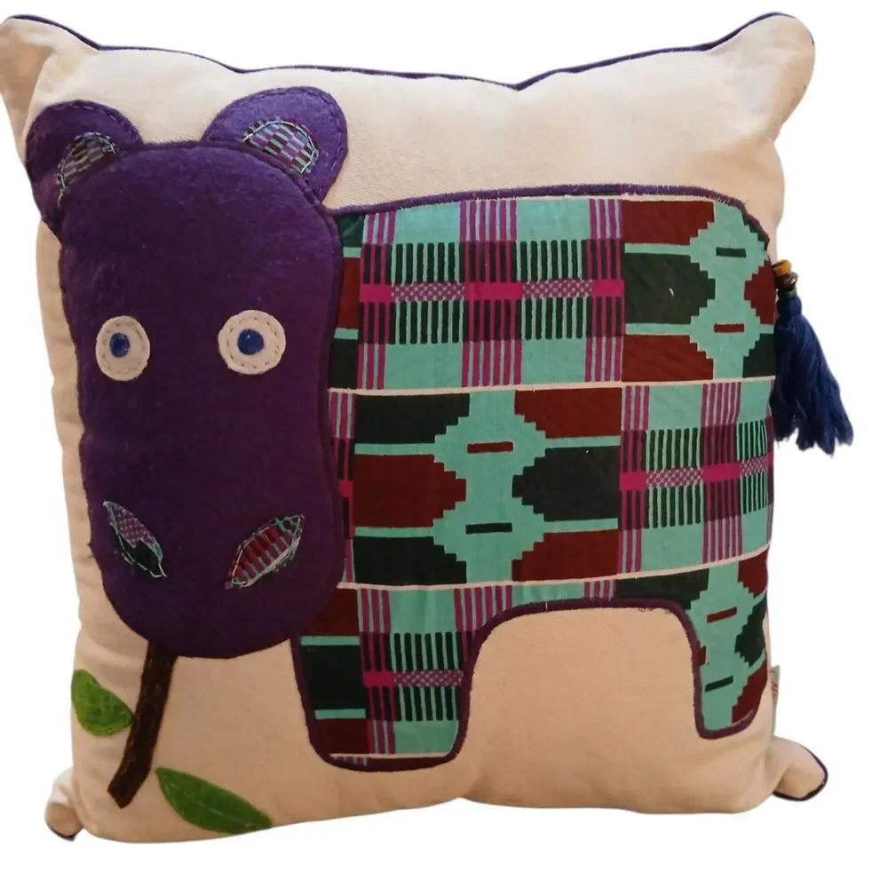 Neema Crafts Purple Teal Hippo Hippopotamus Handmade Throw‎ Pillow 14